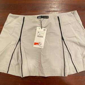 Nylon Zipper Mini Skirt